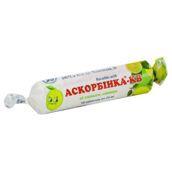Аскорбинка-КВ со вкусом лимона таблетки 25 мг №10